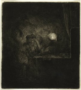 Studente a un tavolo alla luce di una candela da Salomon Savery