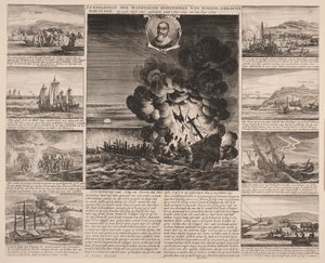 Pagina del titolo che illustra il viaggio di Willem Isbrandtse Bontekoe nelle Indie Orientali