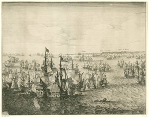 Battaglia navale presso Duins (pannello sinistro), 1639 da Salomon Savery