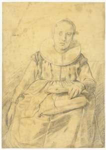 Ritratto di una donna seduta con un colletto rigido a pieghe da Salomon de Bray