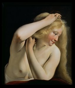 Giovane donna che si pettina