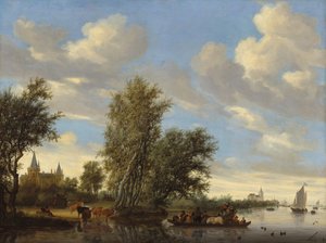 Paesaggio fluviale con traghetto da Salomon van Ruisdael or Ruysdael