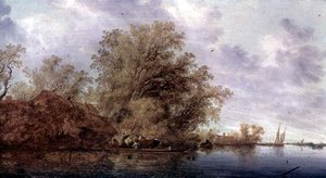 Paesaggio fluviale boscoso da Salomon van Ruisdael or Ruysdael