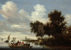 Paesaggio fluviale con traghetto da Salomon van Ruysdael