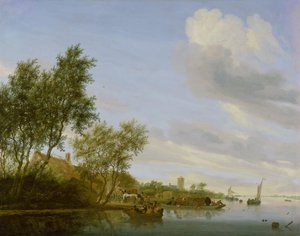 Paesaggio fluviale con un traghetto da Salomon van Ruysdael