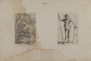 (Serie di figurine) Uomo seduto con elmetto a punta da Salvator Rosa