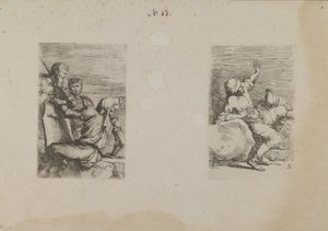 (Serie di figurine) Tre soldati da Salvator Rosa