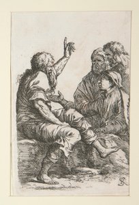 Un vecchio che parla con tre uomini da Salvator Rosa