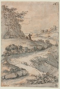 Figure su una strada tortuosa, metà del 1600 da Salvator Rosa