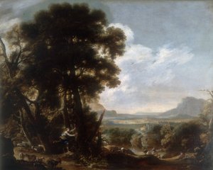 Erminia incide il nome di Tancredi su un albero, opera di Salvatore Rosa, conservata alla Galleria Estense di Modena