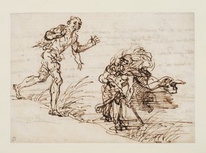 Mercurio e il Boscaiolo Disonesto (recto), c.1655-1659 da Salvator Rosa