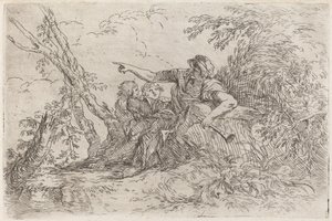Pastore in un paesaggio