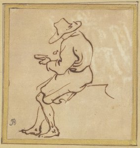 Uomo seduto di profilo verso sinistra da Salvator Rosa