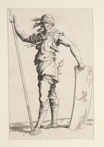 Soldato con lancia e scudo da Salvator Rosa