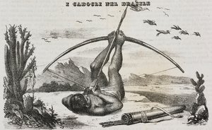 Uomo caboclo con archi e frecce, Brasile, litografia di Salvatore Puglia da Poliorama Pittoresco, n. 41, 18 maggio da Salvatore Puglia