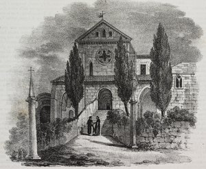 Abbazia di Casamari, Veroli, Lazio, Italia, litografia di Salvatore Puglia da Poliorama Pittoresco, n 47, 1 luglio