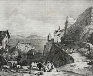 Castello di Parga, Albania, litografia di Salvatore Puglia da Poliorama Pittoresco, n 9, 9 ottobre da Salvatore Puglia