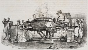 Arrosto colossale, litografia di Salvatore Puglia da Poliorama Pittoresco, n. 4, 2 settembre da Salvatore Puglia