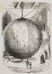 Mongolfiera di rame inventata da Edmond Marey-Monge, Francia, litografia di Salvatore Puglia da Poliorama Pittoresco, n 41, 18 maggio da Salvatore Puglia