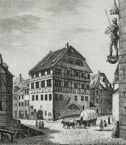 Casa di Albrecht Durer (1471-1528) a Norimberga, Germania, litografia di Salvatore Puglia da Poliorama Pittoresco, n.31, 12 marzo da Salvatore Puglia