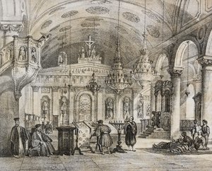 Interno della chiesa greca di Baloukli, vicino a Costantinopoli, Turchia, litografia di Salvatore Puglia da Poliorama Pittoresco, n.28, 15 febbraio da Salvatore Puglia