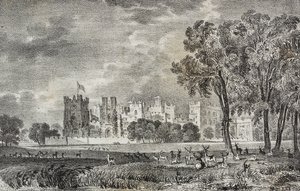 Castello di Raby, Durham, Inghilterra, Regno Unito, litografia di Salvatore Puglia da Poliorama Pittoresco, n 42, 27 maggio da Salvatore Puglia