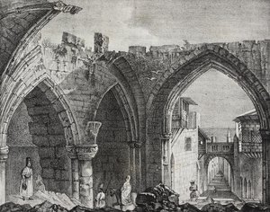Rovine lungo la Strada dei Cavalieri, Città di Rodi, Grecia, litografia di Salvatore Puglia da Poliorama Pittoresco, n.3, 27 agosto da Salvatore Puglia