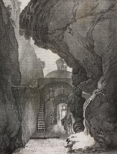 Santuario della Santissima Trinità o Santuario della Montagna Spaccata, Gaeta, Lazio, Italia, litografia di Salvatore Puglia da Poliorama Pittoresco, n. 43, 1 giugno da Salvatore Puglia
