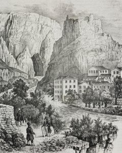 Vista di Fontaine-de-Vaucluse, Francia, da Poliorama Pittoresco, n. 51, 30 luglio da Salvatore Puglia