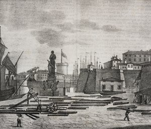 Veduta del molo di Livorno, Toscana, Italia, litografia di Salvatore Puglia da Poliorama Pittoresco, n. 38, 26 aprile da Salvatore Puglia