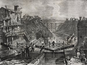 Veduta di Lockport, nello Stato di New York, Stati Uniti d