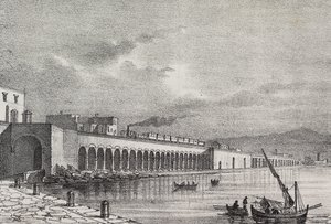Veduta della ferrovia a Torre Annunziata, Campania, Italia, litografia di Gaetano Riccio da Poliorama Pittoresco, n 21, 31 dicembre da Salvatore Puglia