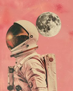 Astronauta al tramonto sulla Luna