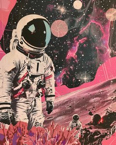 Astronauta rosa cosmico