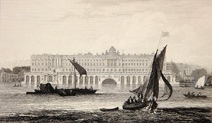 Veduta di Somerset House dal fiume Tamigi, inciso da W.B. Cooke (1814) da Samuel (after) Owen