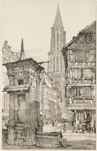 La Rue Mercière e la facciata ovest della Cattedrale di Strasburgo da Samuel (after) Prout