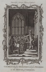 Carlo I chiede i cinque membri alla Camera dei Comuni da Samuel (after) Wale