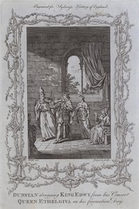 Dunstan trascina il re Edwy dalla sua consorte, la regina Ethelgiva, nel giorno della sua incoronazione da Samuel (after) Wale