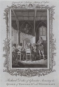 Riccardo Duca di Gloucester accusa la regina di Edoardo IV di stregoneria (incisione) da Samuel (after) Wale