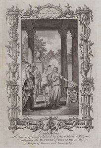 Il Genio della Storia assistito da Libertà, Virtù e Religione, che deposita la Storia d
