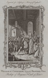 Guglielmo il Conquistatore cattura suo fratello Odo, vescovo di Bayeux e conte di Kent (incisione) da Samuel (after) Wale