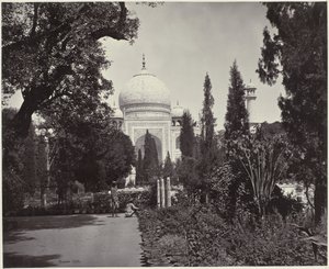 Vista del Taj Mahal e del giardino annesso da Samuel Bourne (signed by artist)