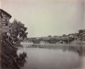 Ponte dei negozi, Srinagar, Kashmir