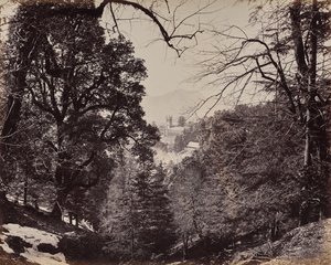 Shimla. La chiesa attraverso gli alberi, da Jakko da Samuel Bourne