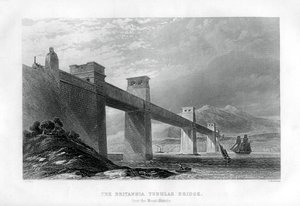 Il ponte tubolare Britannia sullo stretto di Menai, Galles, 1886
