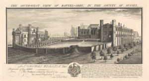 La vista sud-ovest di Battel-Abbey, nella contea di Sussex
