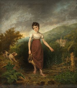 Una ragazza che attraversa un ruscello da Samuel Colman