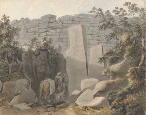 Nativo e cavaliere vicino a una rovina da Samuel Davis