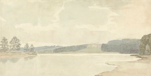 Scena fluviale con una casa di campagna in lontananza da Samuel Davis