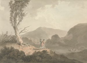 Due Uomini con Telescopio che Guardano Attraverso un Fiume da Samuel Davis